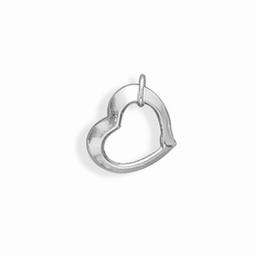 Floating Heart Charm or Pendant Sterling Silver, Made in the USA Smooth Lines Charming Detail