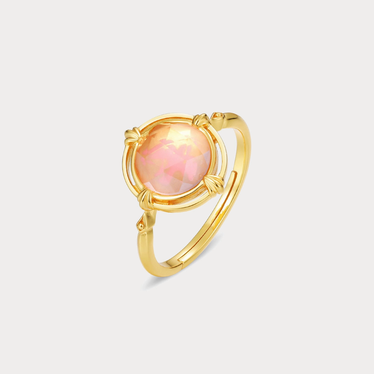 Pink Round Crystal Ring Stylish Mark Lightweight Decoration