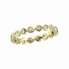 Stackable Modern Bezel Set Zigzag Diamond Yellow Gold Band Eye Catcher Refined Accent