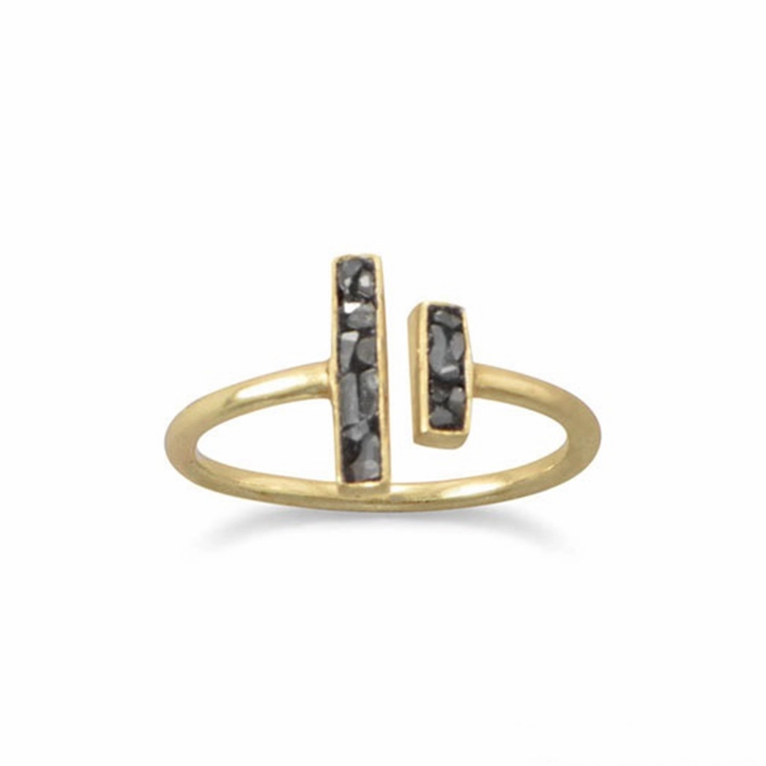 Eternal Art Gala Wear Bar Design Diamond Chip Ring Gold-plated Sterling Silver