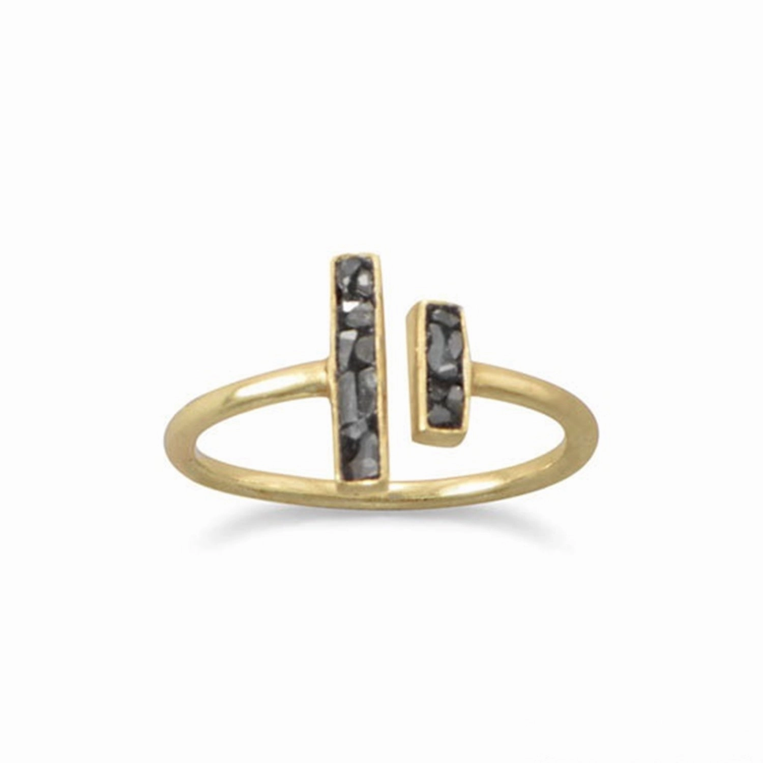 Chic Design Custom Ornament Bar Design Diamond Chip Ring Gold-plated Sterling Silver