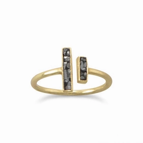 Eternal Art Gala Wear Bar Design Diamond Chip Ring Gold-plated Sterling Silver