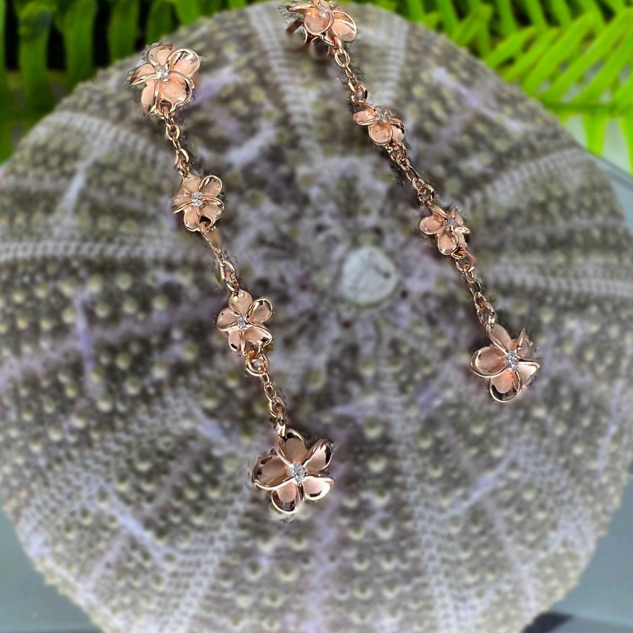 comfortable accessory Circular Adornment Four Plumeria CZ Waterfall Dangle Earrings