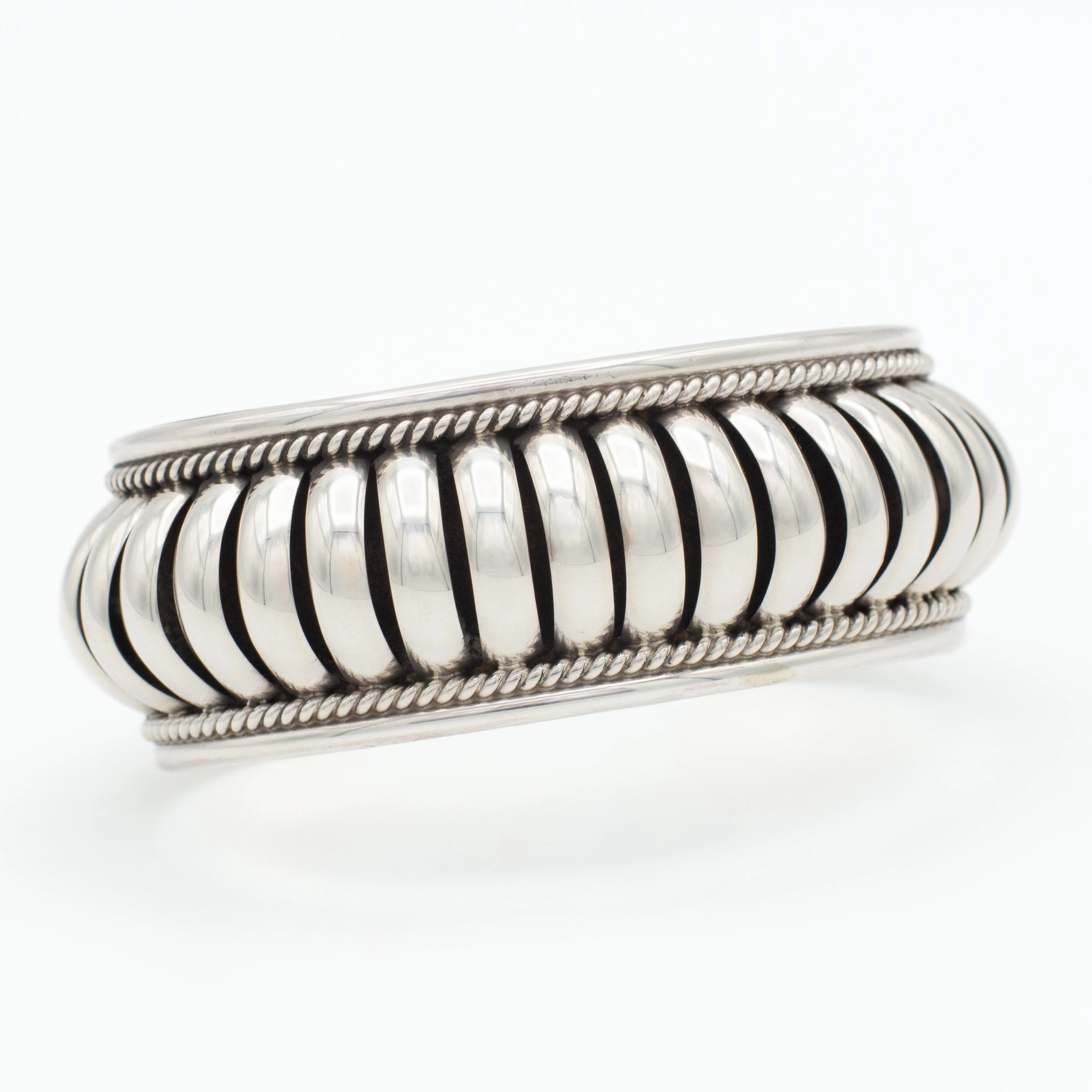 Pricilla Apache Navajo Handmade Sterling Silver Cuff Bracelet Gleaming Gem Allure Form