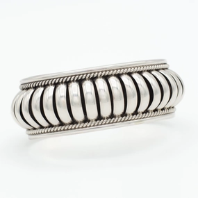 Pricilla Apache Navajo Handmade Sterling Silver Cuff Bracelet Gleaming Gem Allure Form