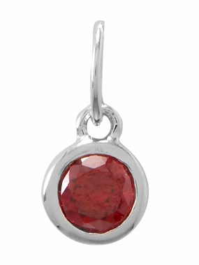 January Birthday Charm Red Cubic Zirconia Sterling Silver Bridesmaid Gift