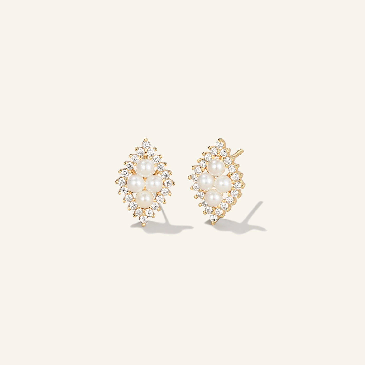 Occasion Look Delicate Mood Freshwater Pearls & Moissanite Vintage Inspired Yellow Gold Earrings