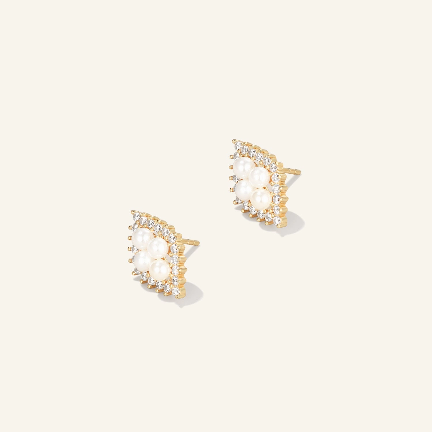 Freshwater Pearls & Moissanite Vintage Inspired Yellow Gold Earrings Trendy Fit Subtle Detail