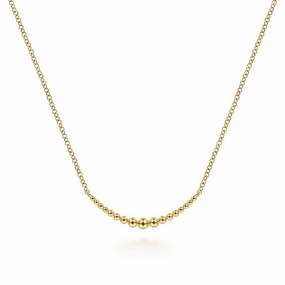 Stylish Twist Gabriel & Co | 14K Yellow Gold Graduating Bujukan Beads Curved Bar Necklace