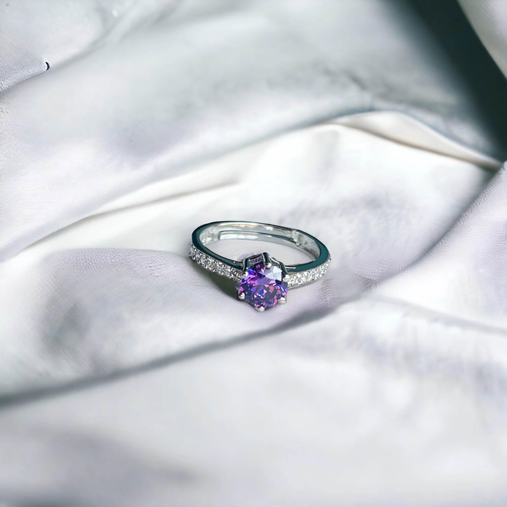 Gen z solitaire ring Polished Contour Creative Look