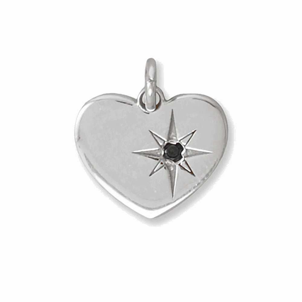 Contemporary Design Stylish Addition Genuine Black Diamond .015 CTW in Sterling Silver Heart Charm Pendant