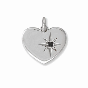 Contemporary Design Stylish Addition Genuine Black Diamond .015 CTW in Sterling Silver Heart Charm Pendant