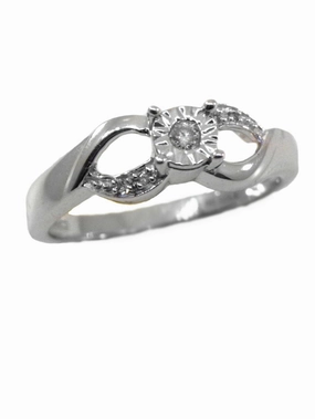 Genuine Diamond Ring with Infinity Design 10k White Gold 1/8 CTW Lustrous Accent