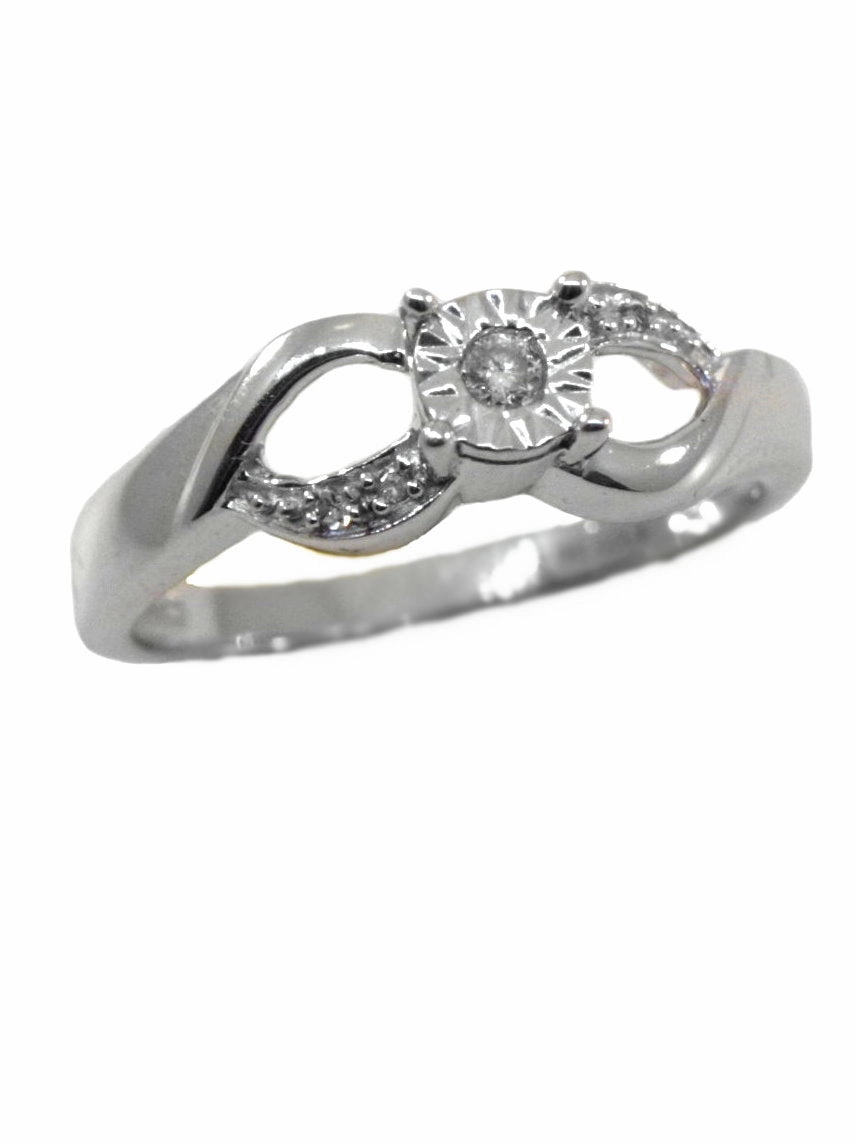 Genuine Diamond Ring with Infinity Design 10k White Gold 1/8 CTW Lustrous Accent
