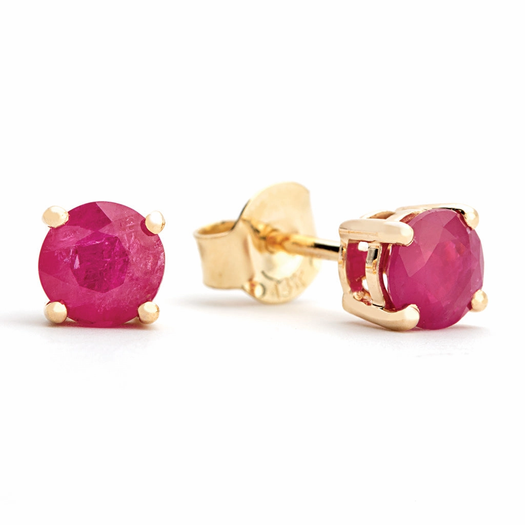 Sturdy Vibe Round Rubies Solitaire/Stud Earrings in 14K Yellow Gold (1.00ctw)
