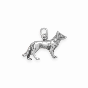 German Shepherd Dog Charm Antiqued Finish Sterling Silver Refined Craft