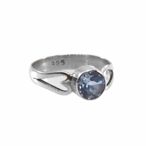 Blue Topaz Heart Design Ring Handmade Sterling Silver Modern Heirloom Creative Edge