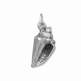 Conch Sea Shell Charm Sterling Silver Antiqued Finish Casual Shine Classic Style