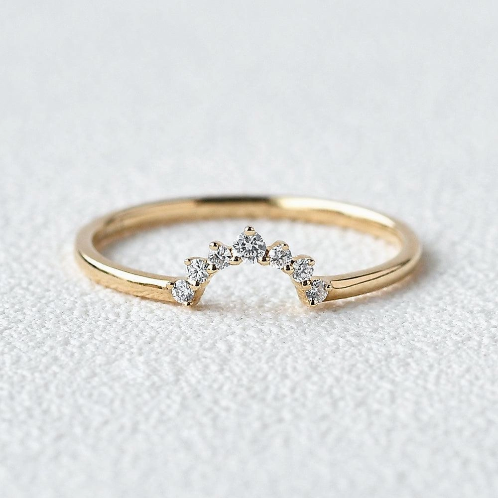 Half Moon Moissanite Curved Stacking Ring Urban Accent