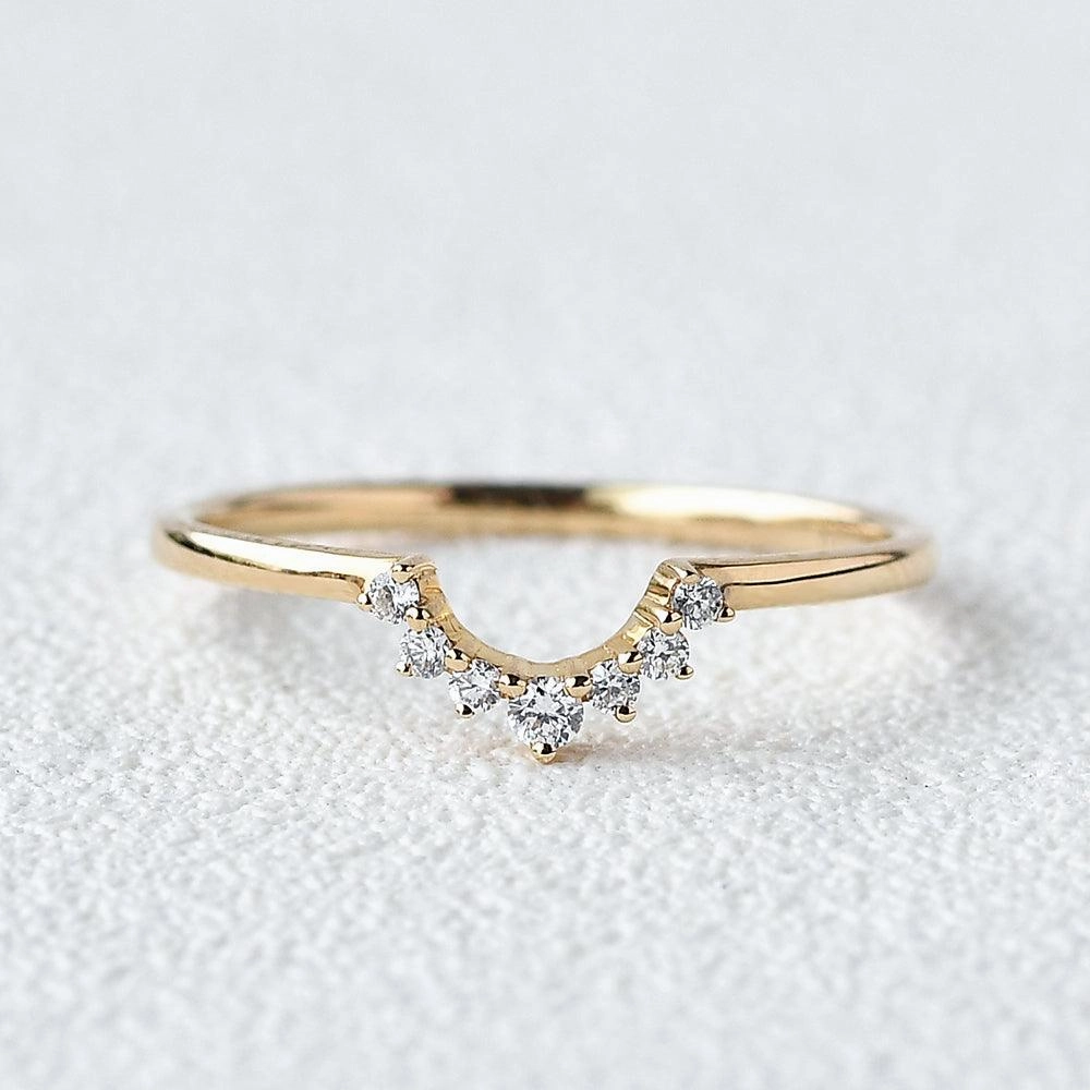Luxury Form Half Moon Moissanite Curved Stacking Ring