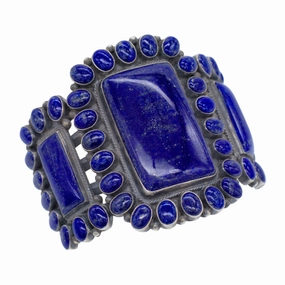 Distinctive Jewelry Andrew Skeets Navajo Handmade Sterling Silver Lapis Bracelet