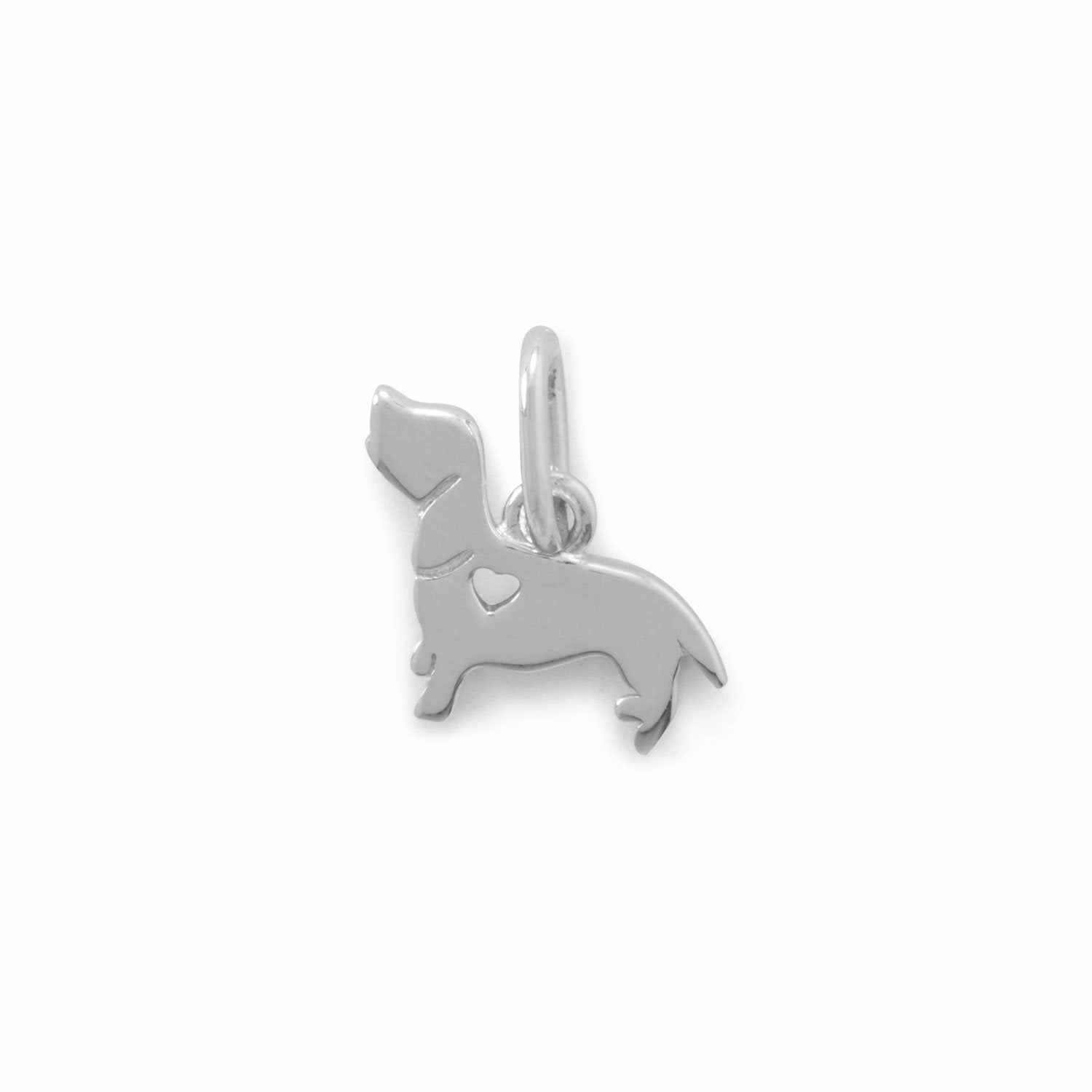 Premium Look Darling Dachshund Dog Charm - Sterling Silver with Rhodium Plate - Nontarnish