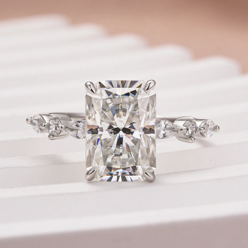 Luxury Feel Louily Moissanite 3.5 Carat Radiant Cut Engagement Ring In Sterling Silver