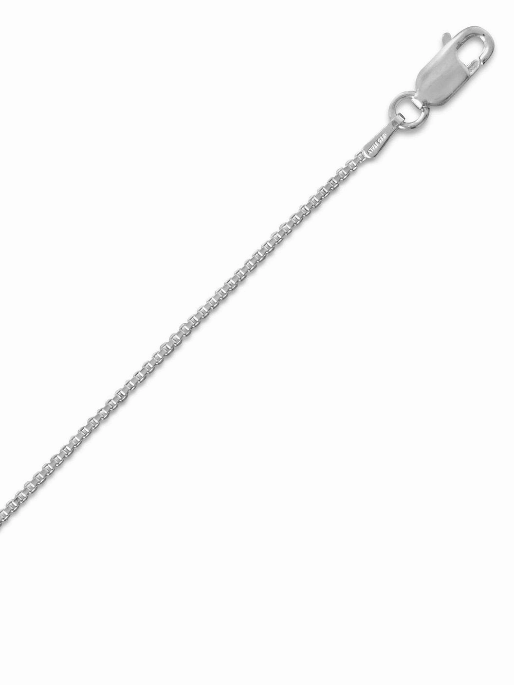 Box Chain 1mm Wide Rhodium Over Sterling Silver Necklace Bold Details
