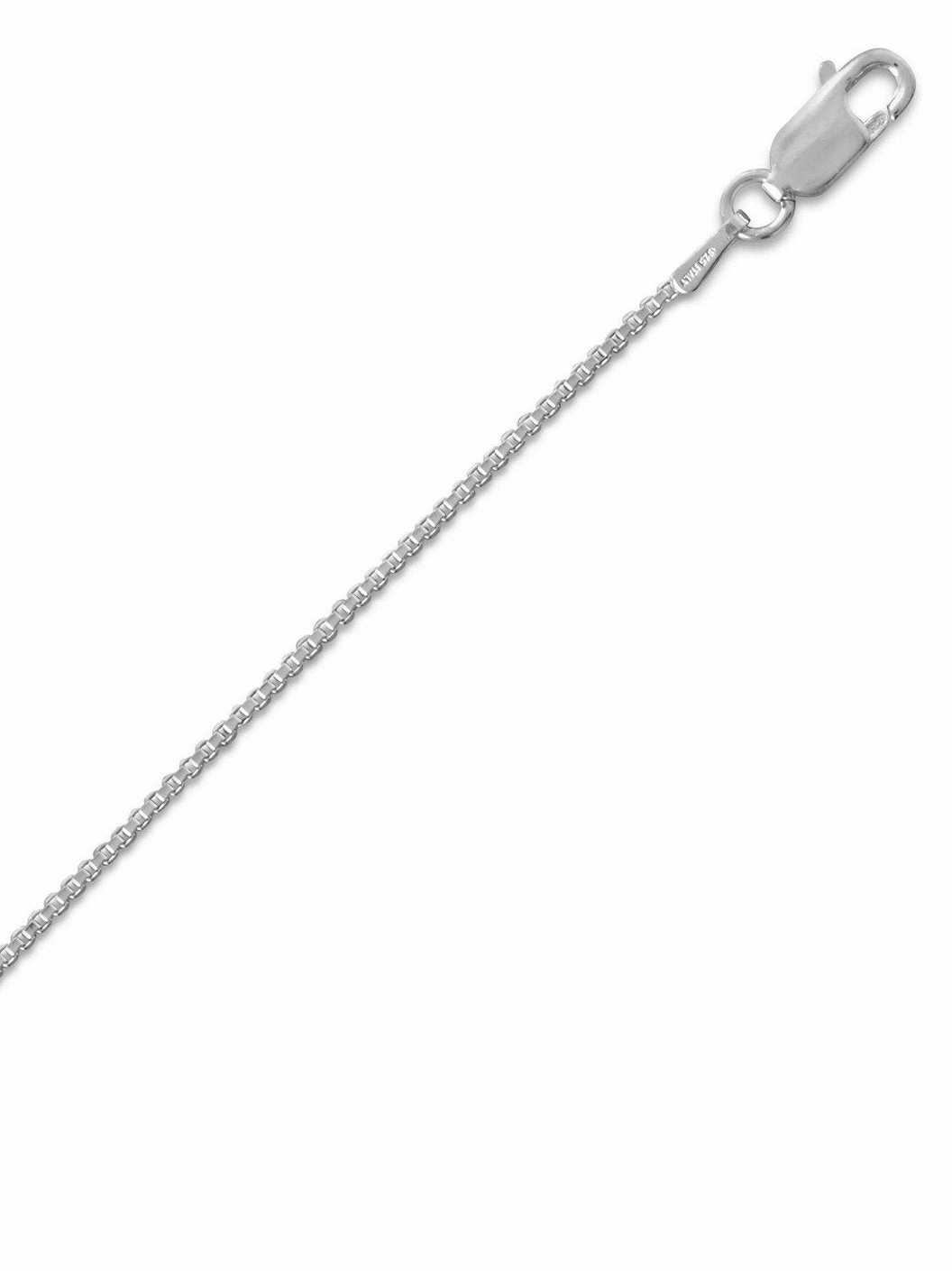 Box Chain 1mm Wide Rhodium Over Sterling Silver Necklace Bold Detail Unique Vibe