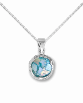 Shiny Pop Ancient Roman Glass Small Pendant with 18-inch Chain Sterling Silver