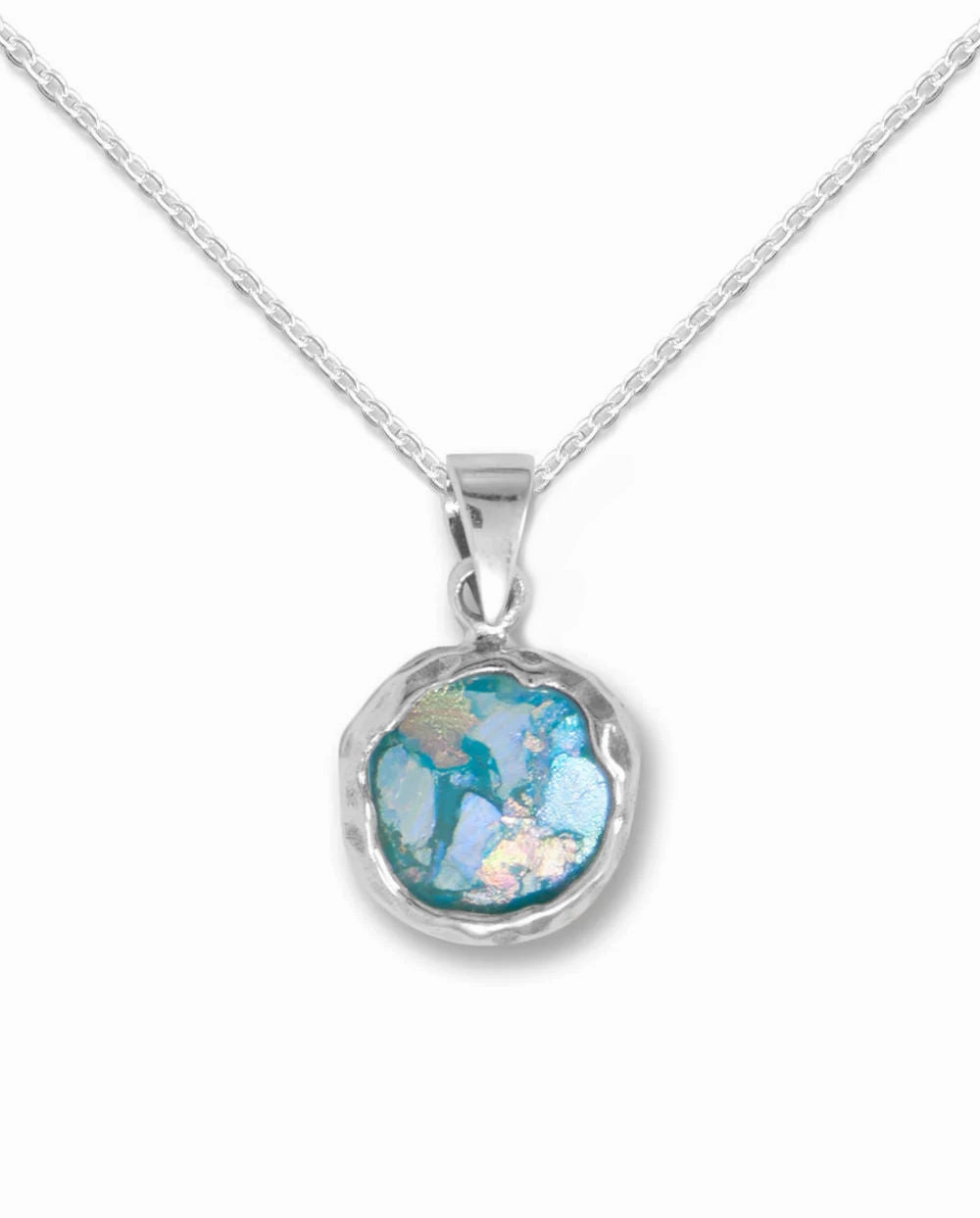Shiny Pop Ancient Roman Glass Small Pendant with 18-inch Chain Sterling Silver