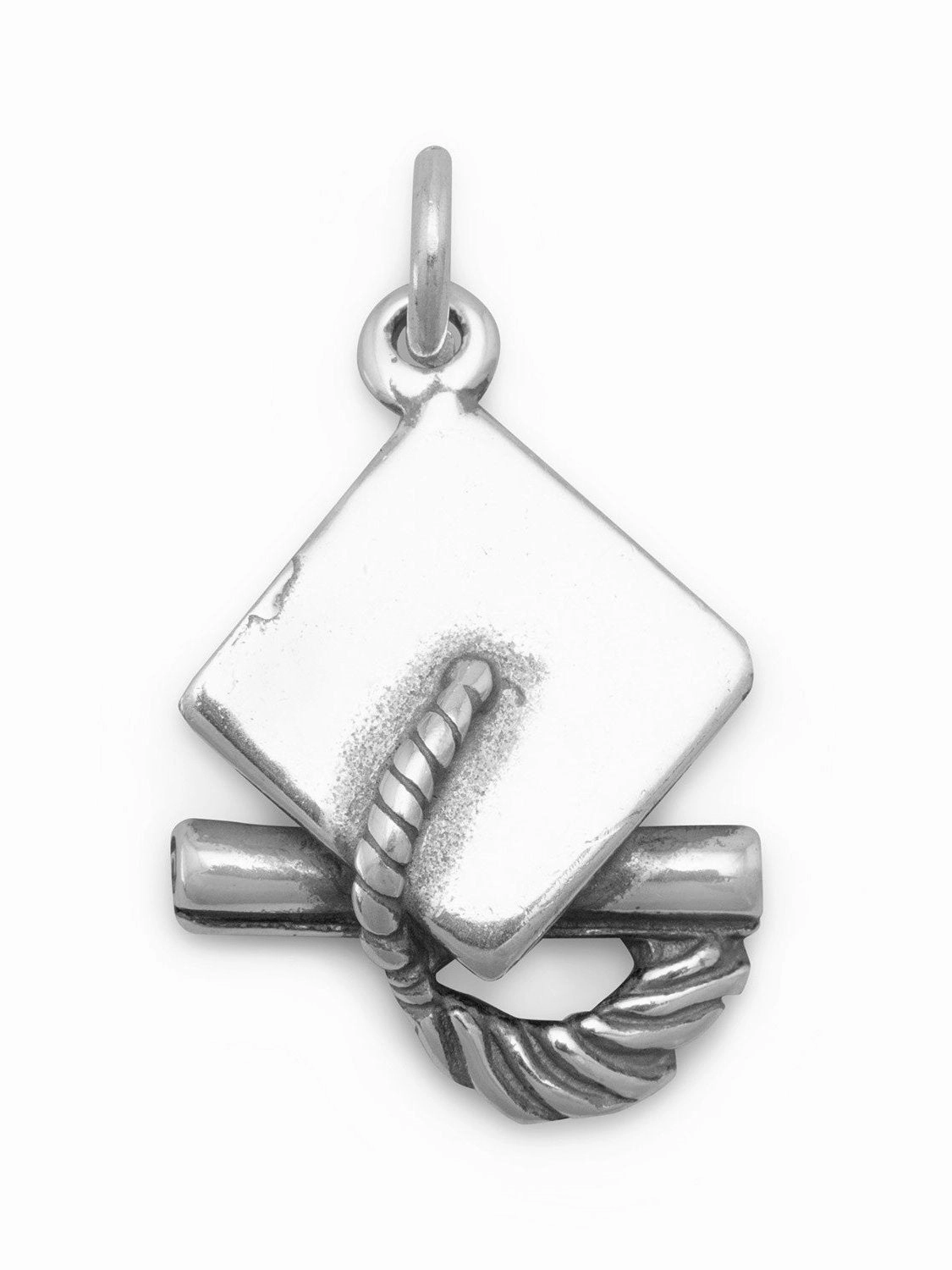 Sparkle Pop Premium Shine Graduation Cap Sterling Silver Charm