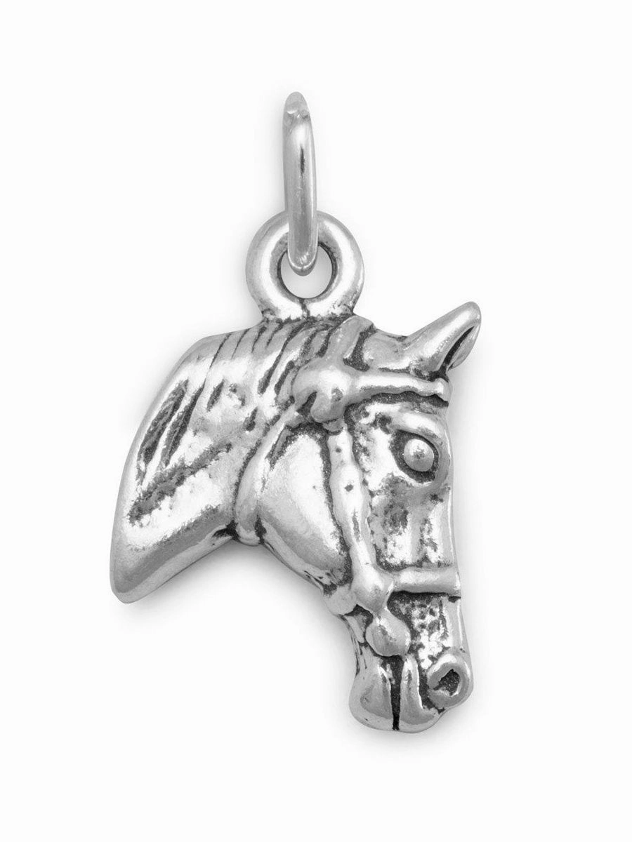 Sophisticated Jewelry Design Horse Head Charm Sterling Silver