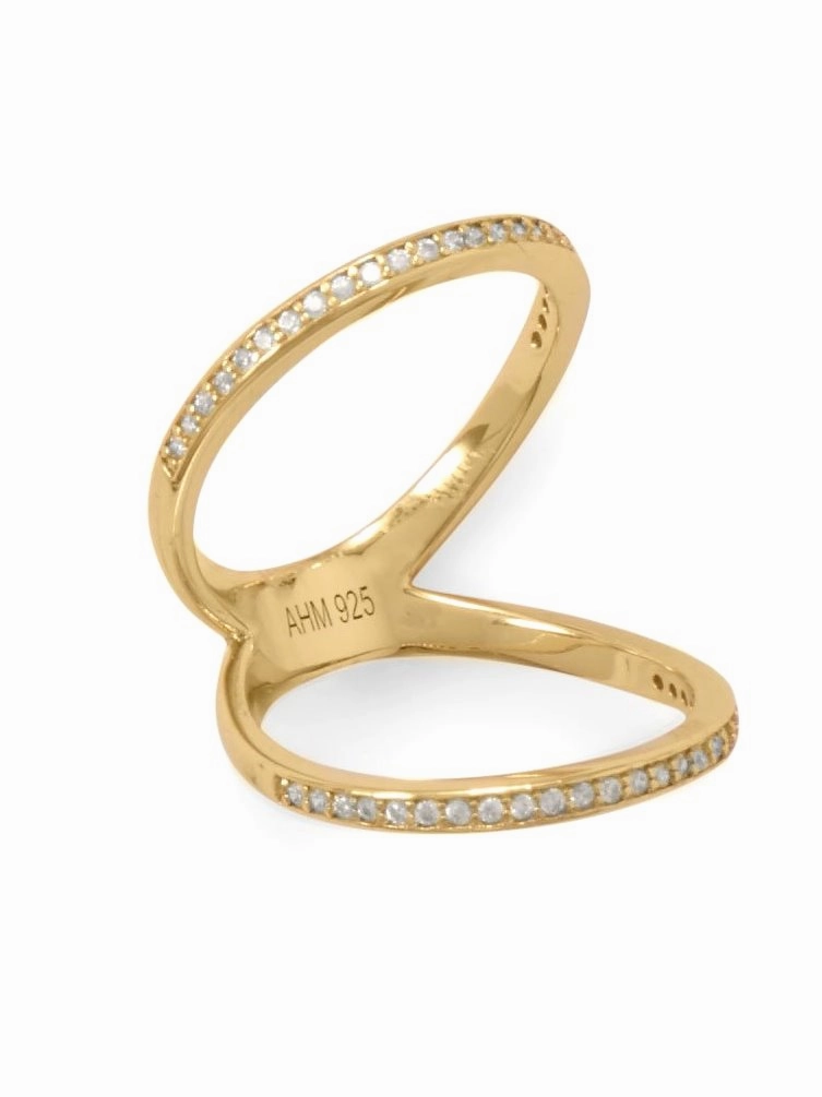 Double Band Knuckle Ring Gold-plated Sterling Silver with Cubic Zirconia Best Friend