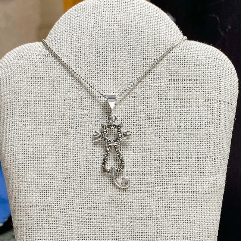 Refined Fashion Custom Piece Marcasite Cat Pendant