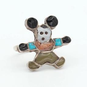 Navajo Handmade Sterling Silver Turquoise Ring (Hallmark Unknown) (Size 6) Bold Texture