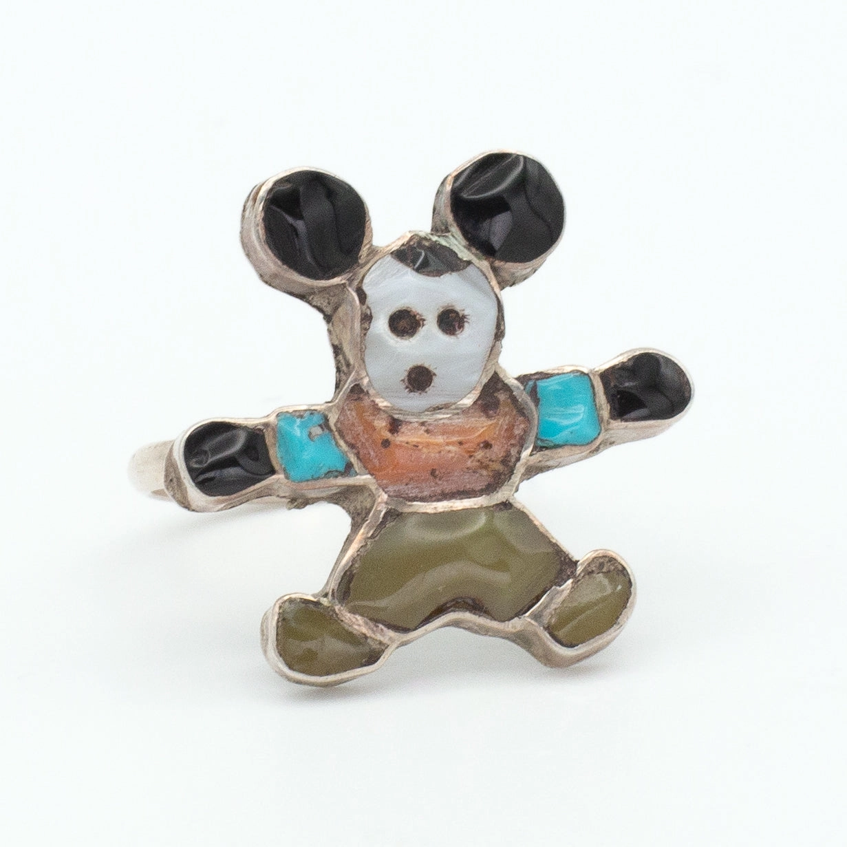 Navajo Handmade Sterling Silver Turquoise Ring (Hallmark Unknown) (Size 6) Bold Texture