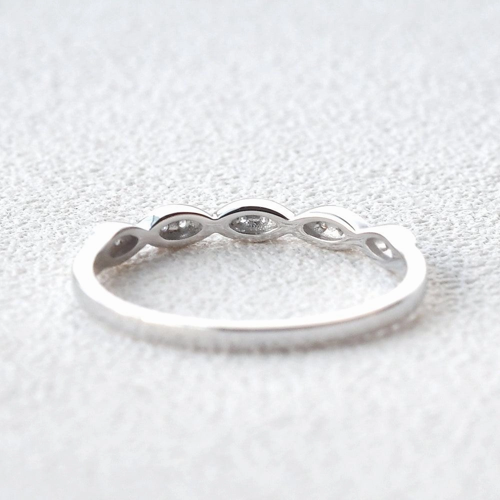 Exclusive Accent Chic Touch Art Deco Moissanite White Gold Wedding Band