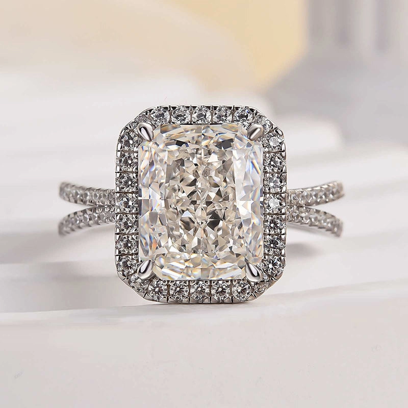 Sophisticated Craft Effortless Shine Louily Noble Split Shank Halo Radiant Cut Engagement Ring
