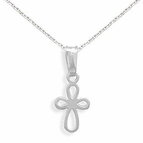 Extra Small Looped Cross Pendant Sterling Silver, Chain Included Handcrafted Shine Flawless Accent