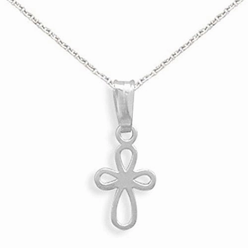 Extra Small Looped Cross Pendant Sterling Silver, Chain Included Handcrafted Shine Flawless Accent