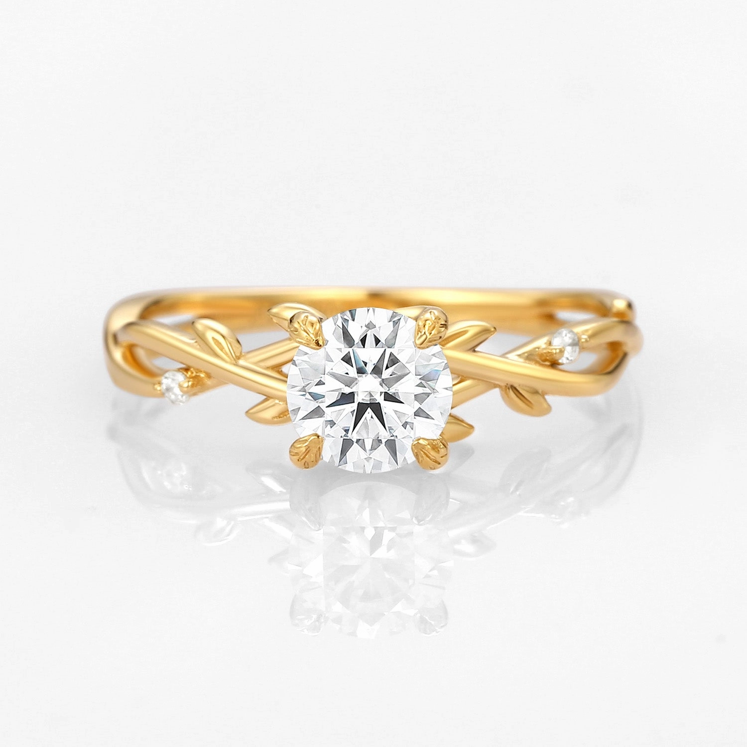 Moissanite Leafy Vintage Engagement Ring - Savannah Luminous Shine