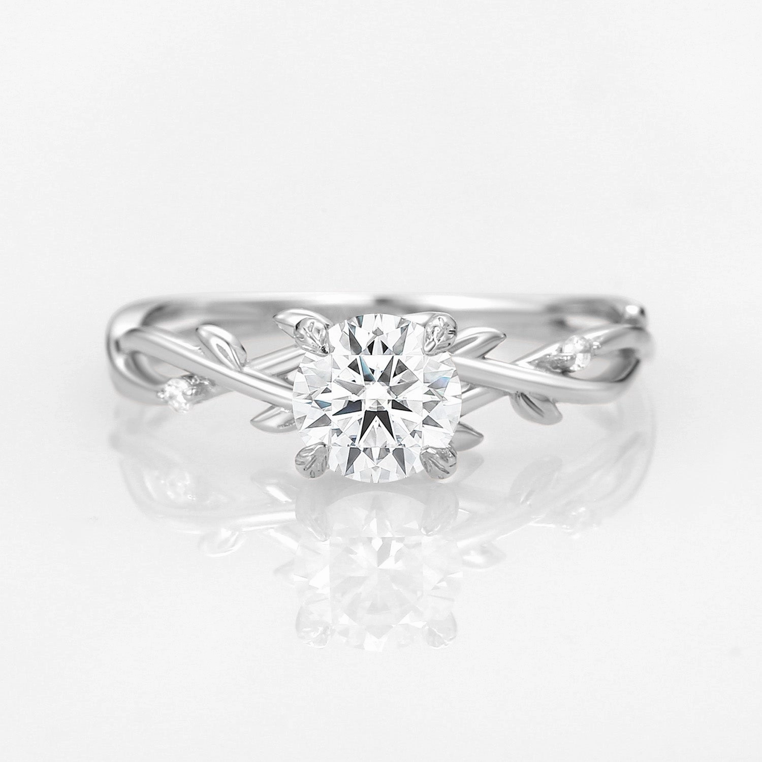 Moissanite Leafy Vintage Engagement Ring - Savannah Vivid Edge Glamorous Jewelry