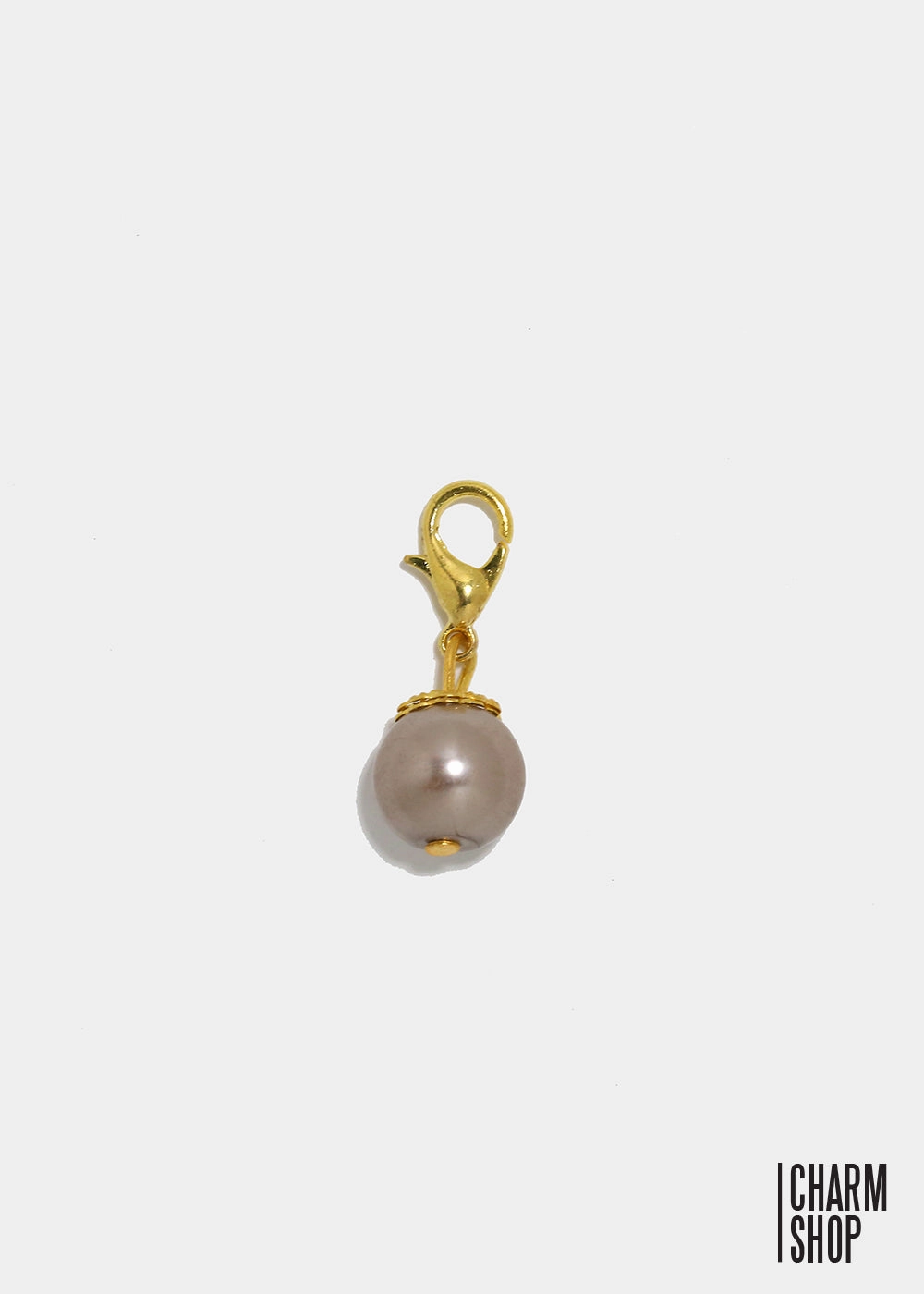 Gold Tone Light Brown Pearl Dangle Charm Radiant Pieces Finish
