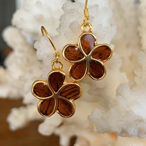 Plumeria Koa Dangle Earrings Handsome Ornament Charming Item