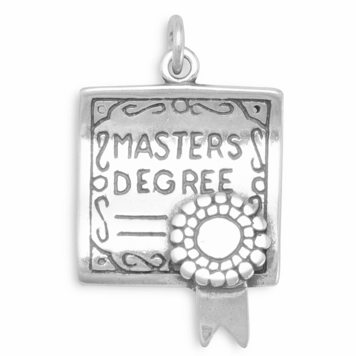 Master's Degree Graduation Charm 3D Sterling Silver Formal Fashion