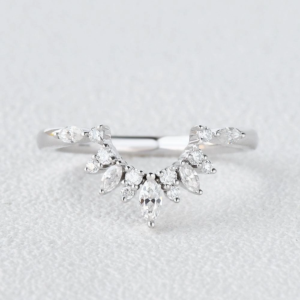 Moissanite Stacking White Gold Ring Engagement Accent Modern Elegance