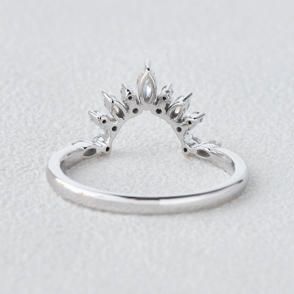 Evening Look Classic Form Moissanite Stacking White Gold Ring