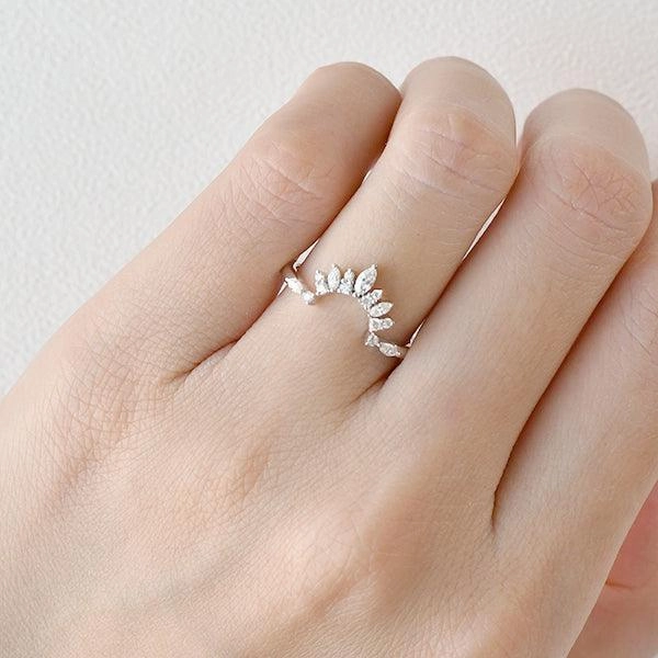 Moissanite Stacking White Gold Ring Minimal Charm Romantic Layer