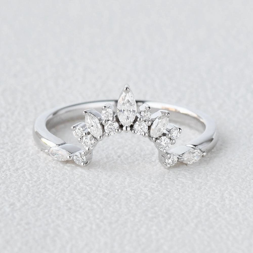 Moissanite Stacking White Gold Ring Romantic Fashion Minimal Sparkle